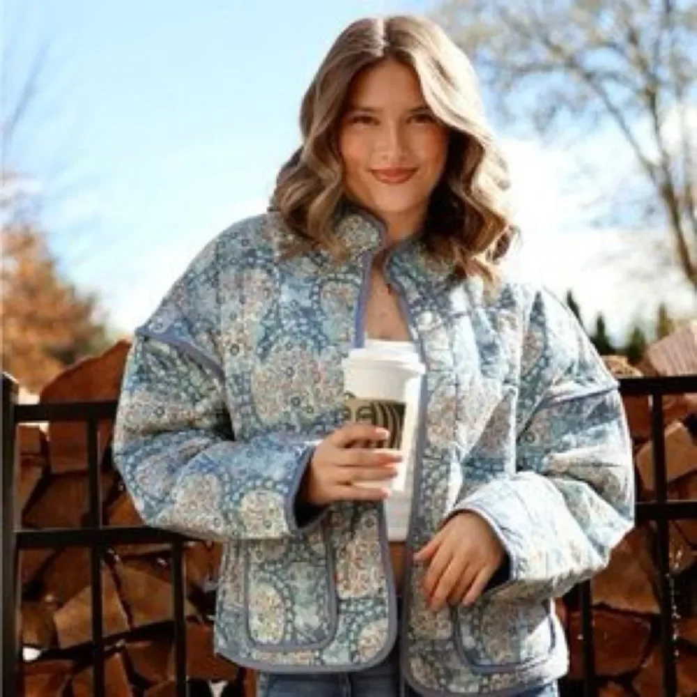 Free People Women's Chloe Cotton Floral Quilted Jacket Size Small - Picture 2 of 10
